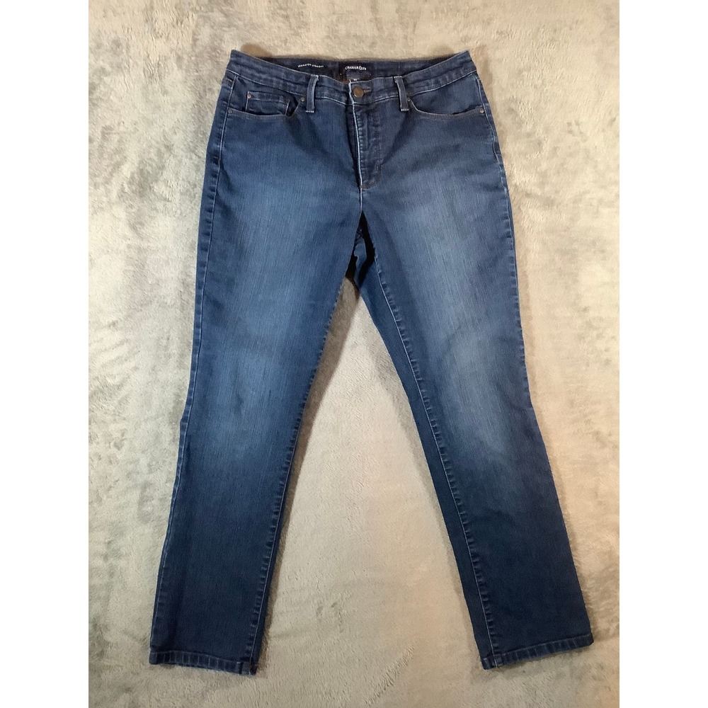 Charter Club Lexington Straight Leg Jeans Womens 10 Short Dark Wash Blue Stretch